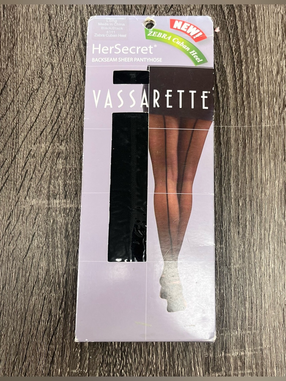 Vintage 90’s Vassarette HerSecret Backseam Sheer Pantyhose - Black zebra heel